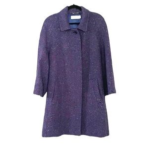 JIMMY HOURIHAN Ireland Vintage Wool Donegal Tweed Winter Coat Purple L
